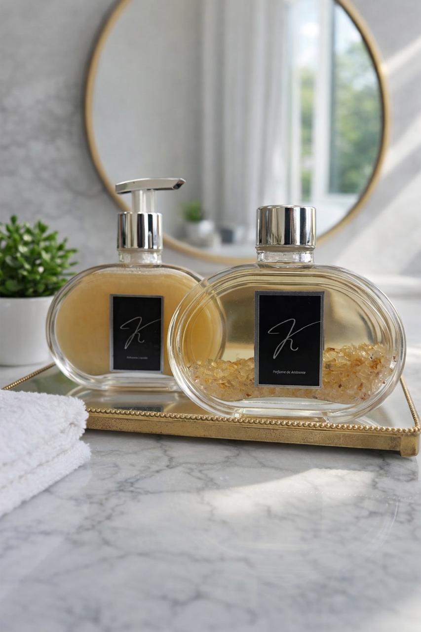 Kit Vidro Lavabo Luxo Presente Decorativo Prata - DL Vanilla (Daslu)