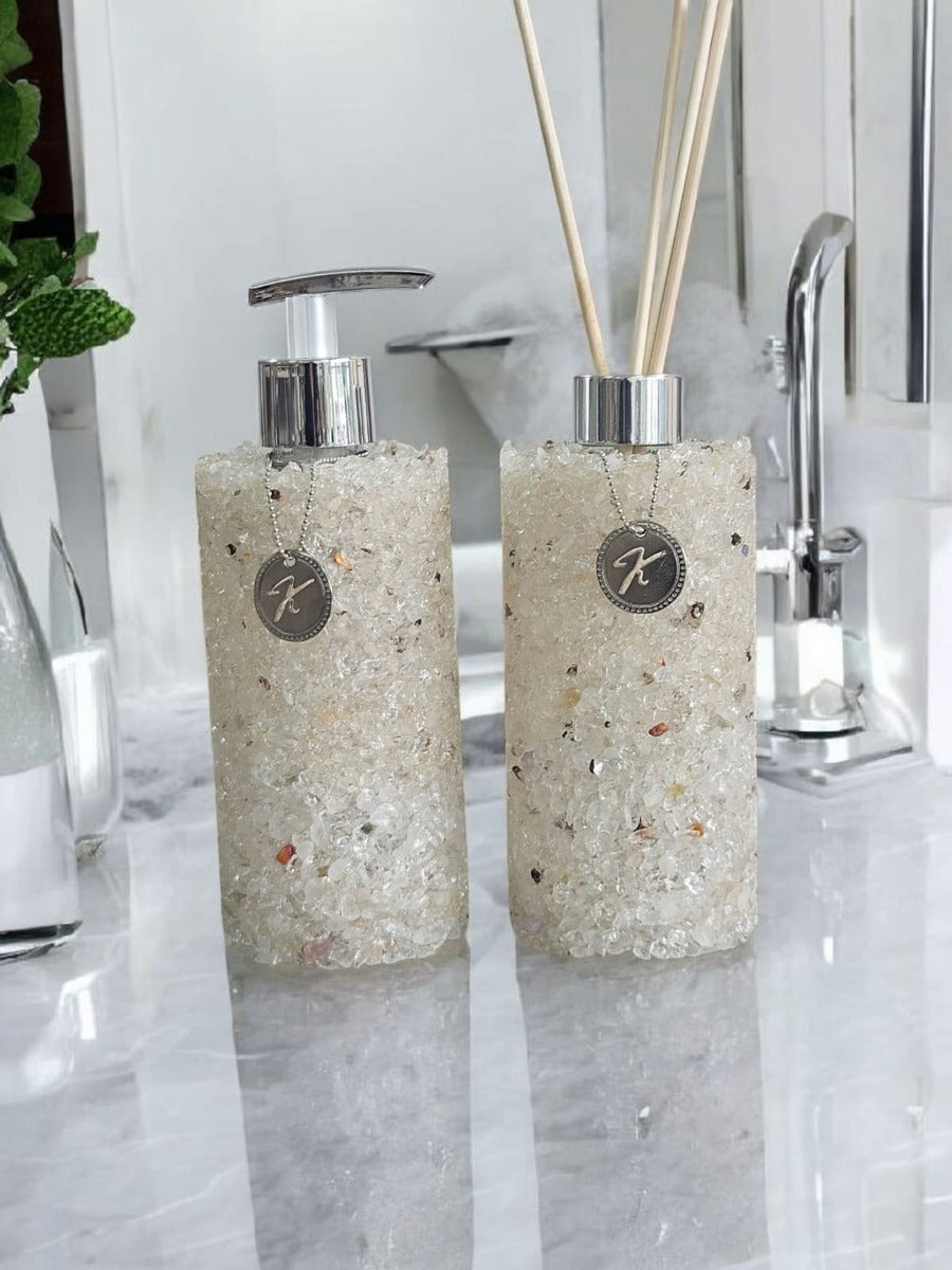 Kit Vidro Aromatizador Saboneteira Luxo Cor Cristal
