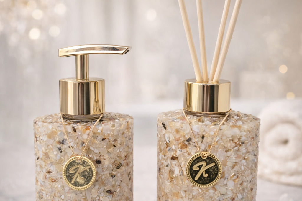 Kit Vidro Aromatizador Saboneteira Luxo Cor Citrino