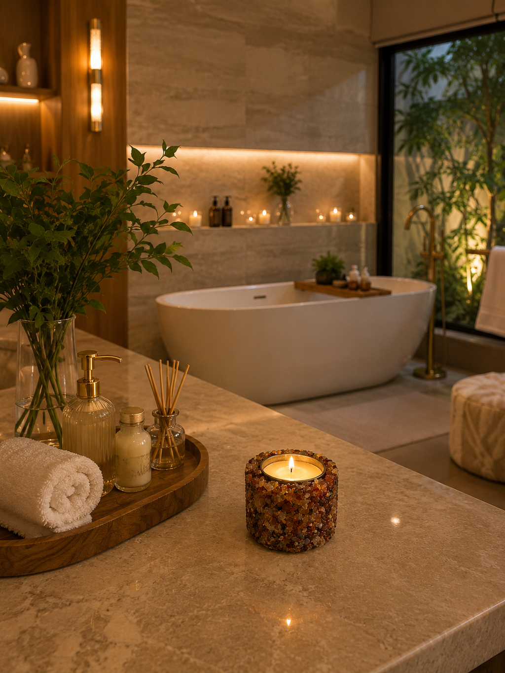 Vela Aromática Em Pedras Naturais Presente Decorativa Floral - Ágata Vermelha