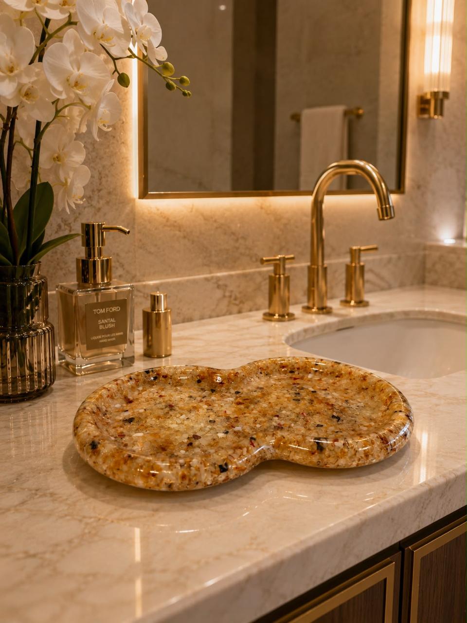 Bandeja Decorativa de Pedra Infinito para Lavabo Kasameo Citrino