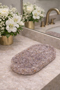 Bandeja De Pedra Para Lavabo Decorativa Oval Cor Ametista