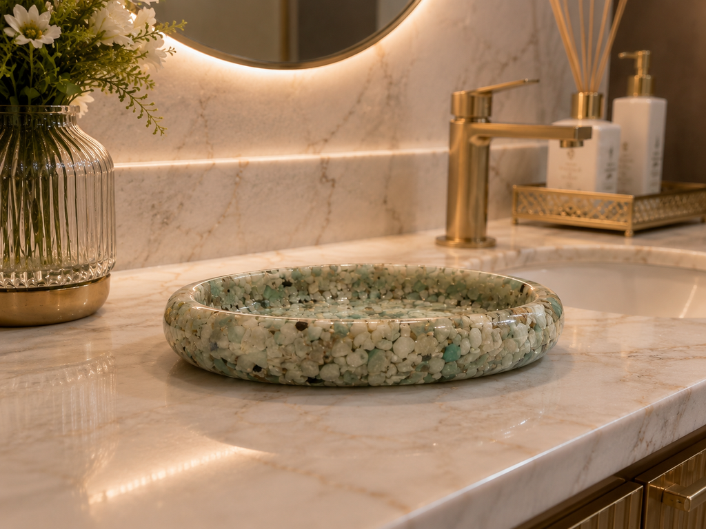Porta Sabonete Oval Premium Saboneteira Luxo Lavabo Banheiro Verde Tifany