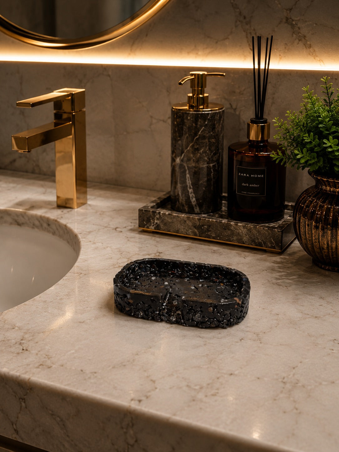 Porta Sabonete Saboneteira Quadrado Lavabo Cor Preto
