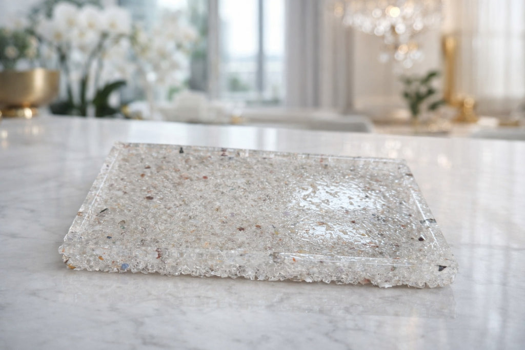 Bandeja De Pedra Para Lavabo Decorativa Quadrada Cor Cristal
