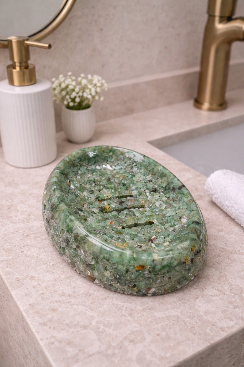 Porta Sabonete Saboneteira Luxo Lavabo Cor Verde