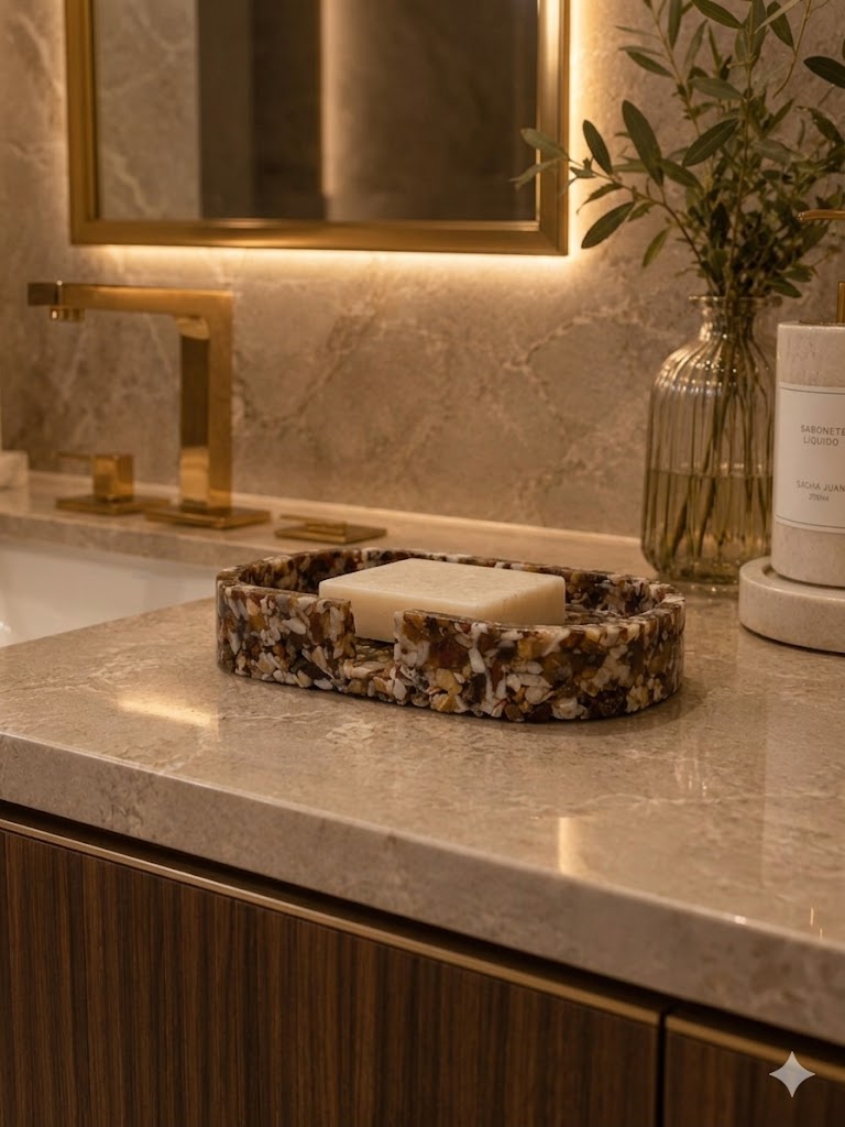 Porta Sabonete Saboneteira Quadrado Lavabo Cor Jaspe Zebra