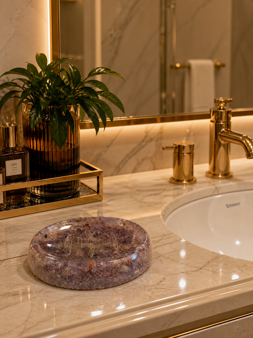 Porta Sabonete Saboneteira Luxo Lavabo Cor Ametista