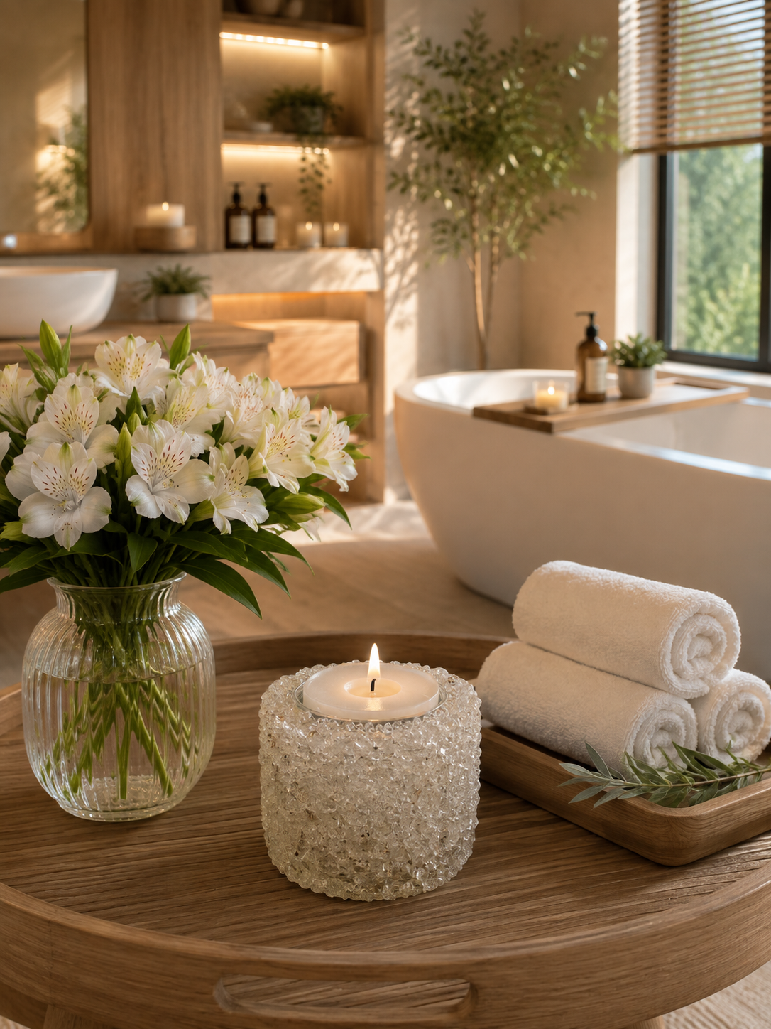 Vela Aromática Em Pedras Naturais Presente Decorativa Floral - Cristal