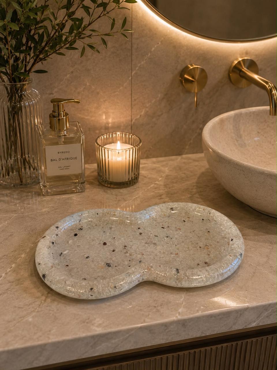 Bandeja Decorativa de Pedra Infinito para Lavabo Kasameo Cristal