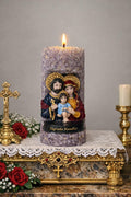 Vela Oratório Aromática Religiosa Sagrada Família Quartzo Ametista