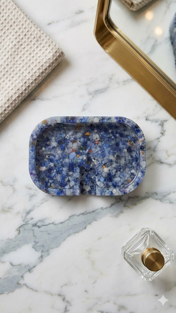Porta Sabonete Saboneteira Quadrado Lavabo Cor Azul