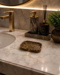 Porta Sabonete Saboneteira Quadrado Lavabo Cor Olho de Tigre