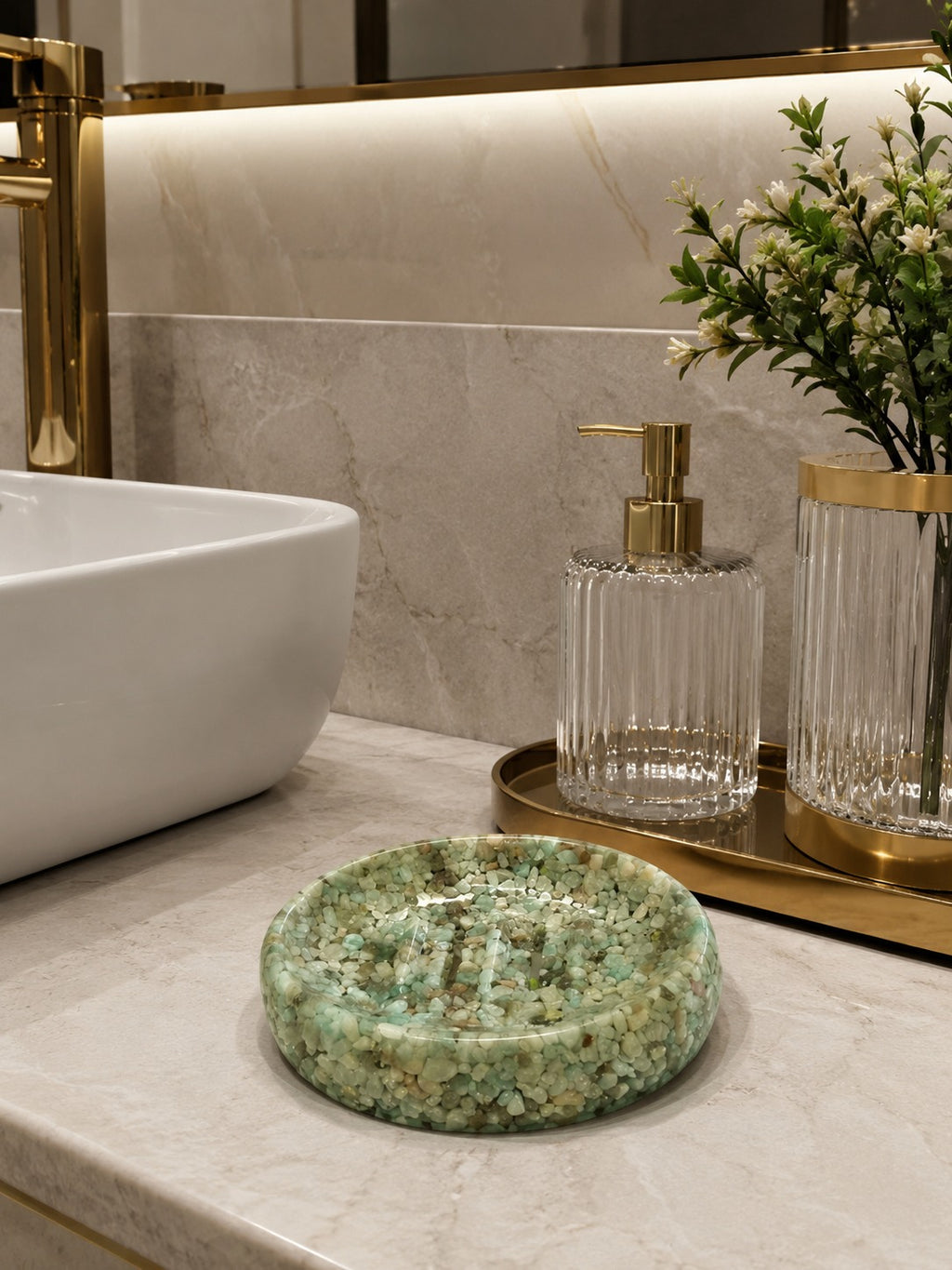 Porta Sabonete Saboneteira Luxo Lavabo Linha Premium Verde Tifany