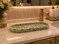 Bandeja De Pedra Trio Para Lavabo Decorativa Grande Premium Verde Tifany