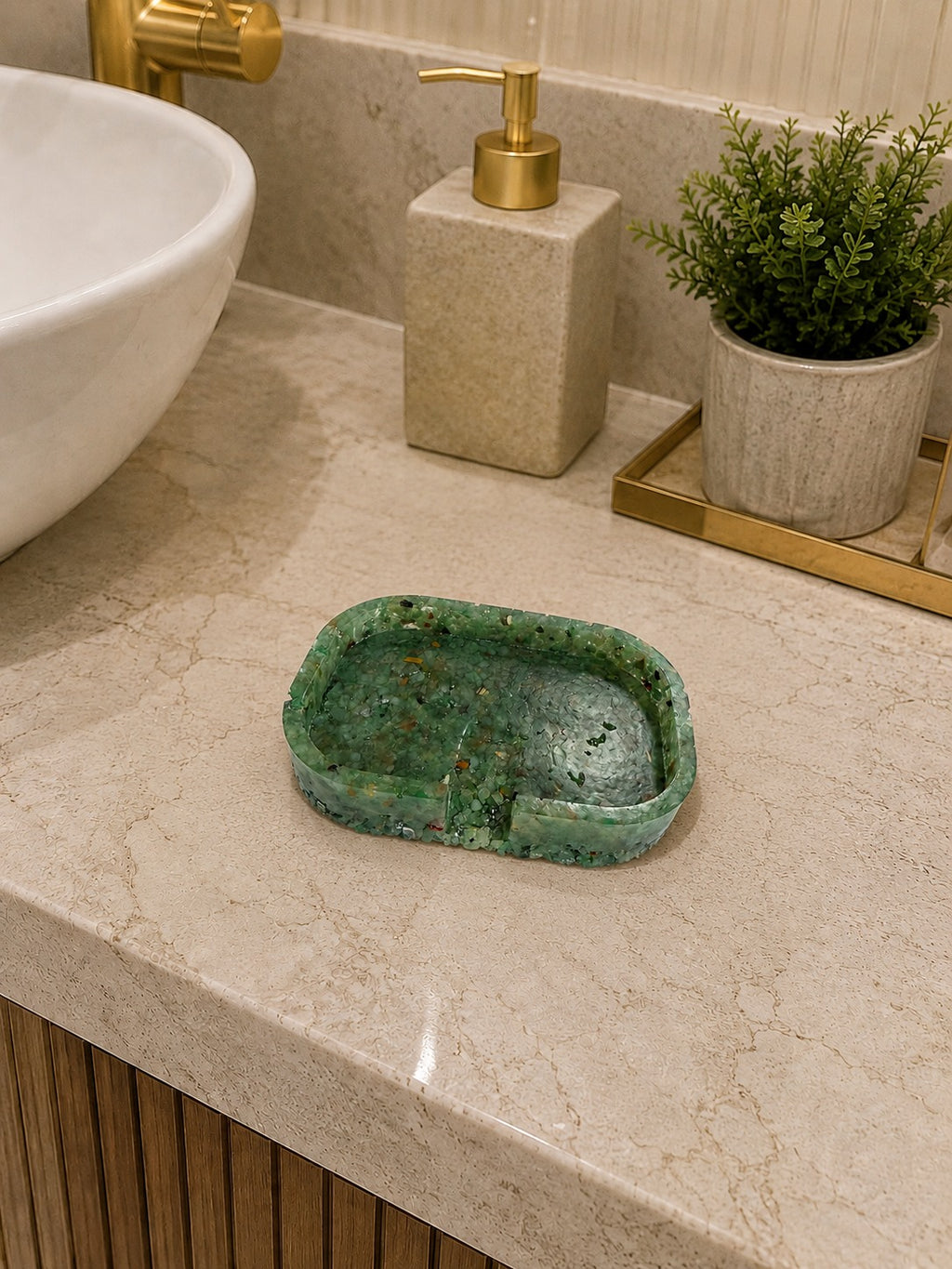 Porta Sabonete Saboneteira Quadrado Lavabo Cor Verde