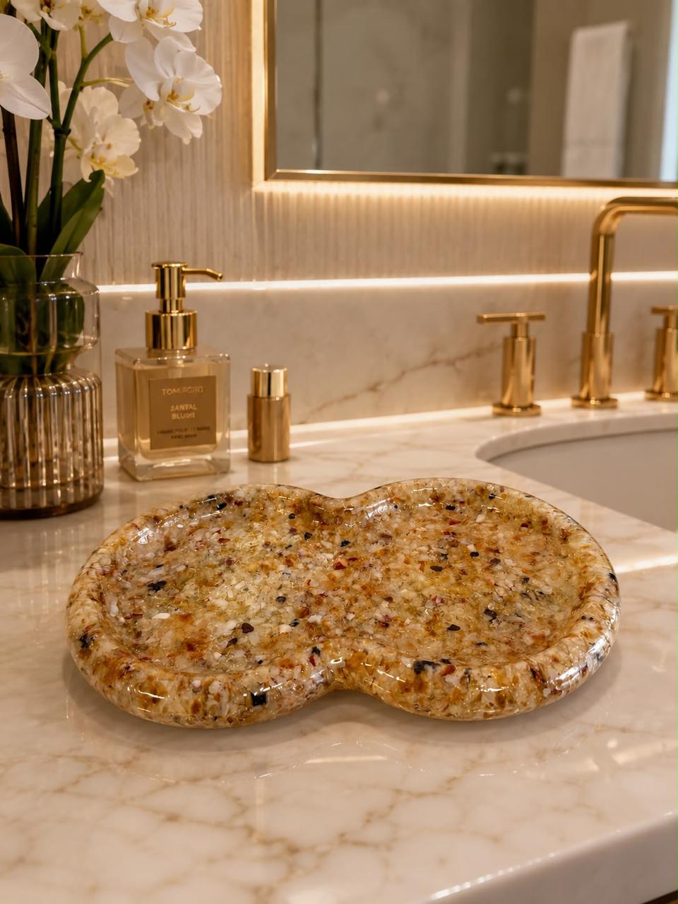 Bandeja Decorativa de Pedra Infinito para Lavabo Kasameo Citrino