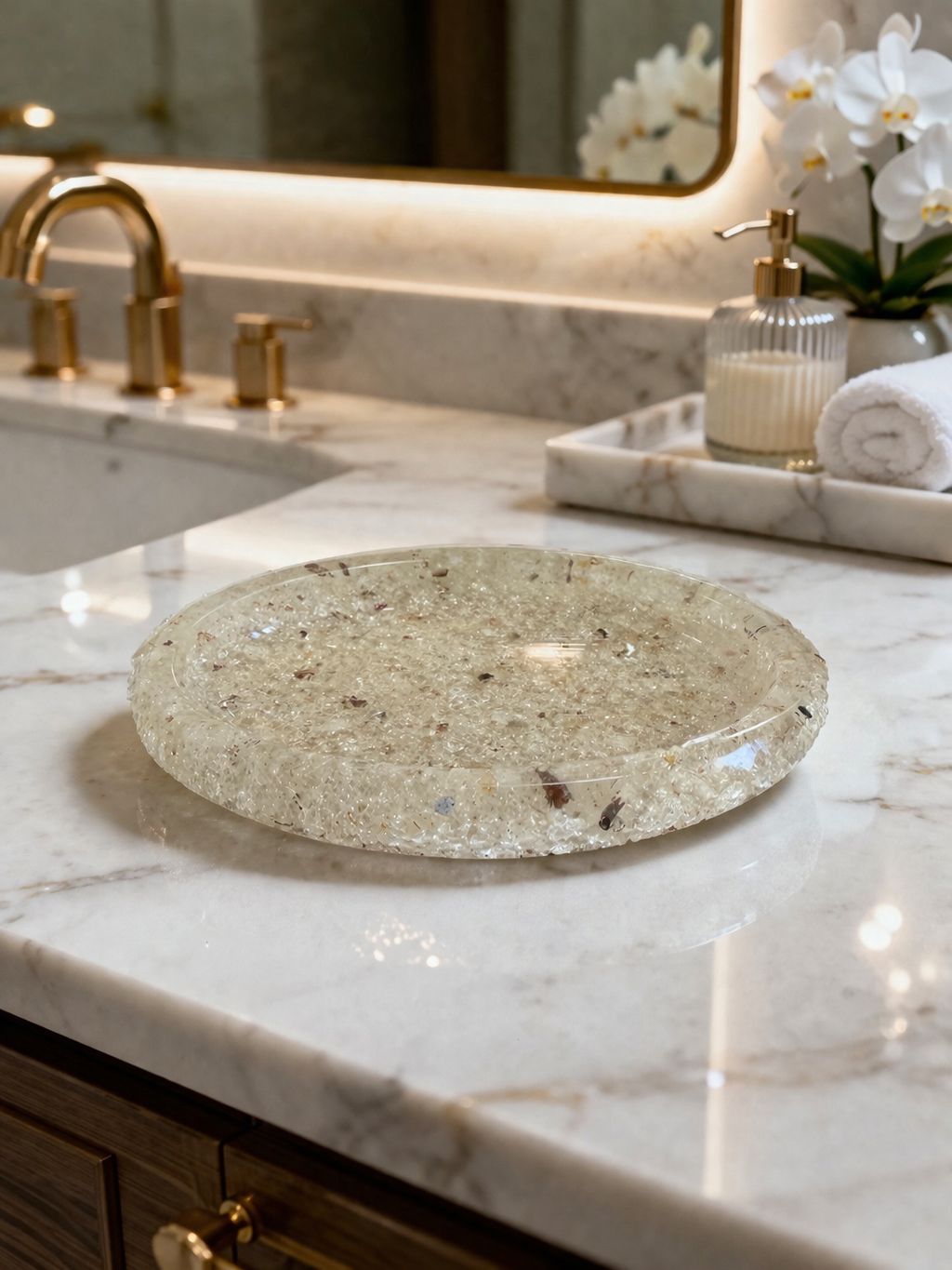 Porta Sabonete Oval Saboneteira Luxo Lavabo Banheiro Cor Cristal