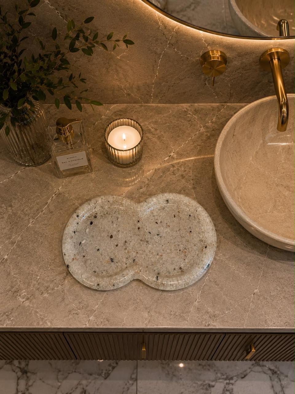 Bandeja Decorativa de Pedra Infinito para Lavabo Kasameo Cristal