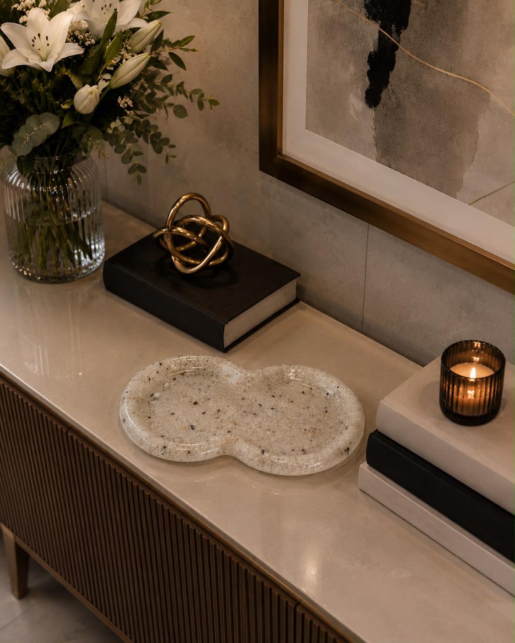 Bandeja Decorativa de Pedra Infinito para Lavabo Kasameo Cristal