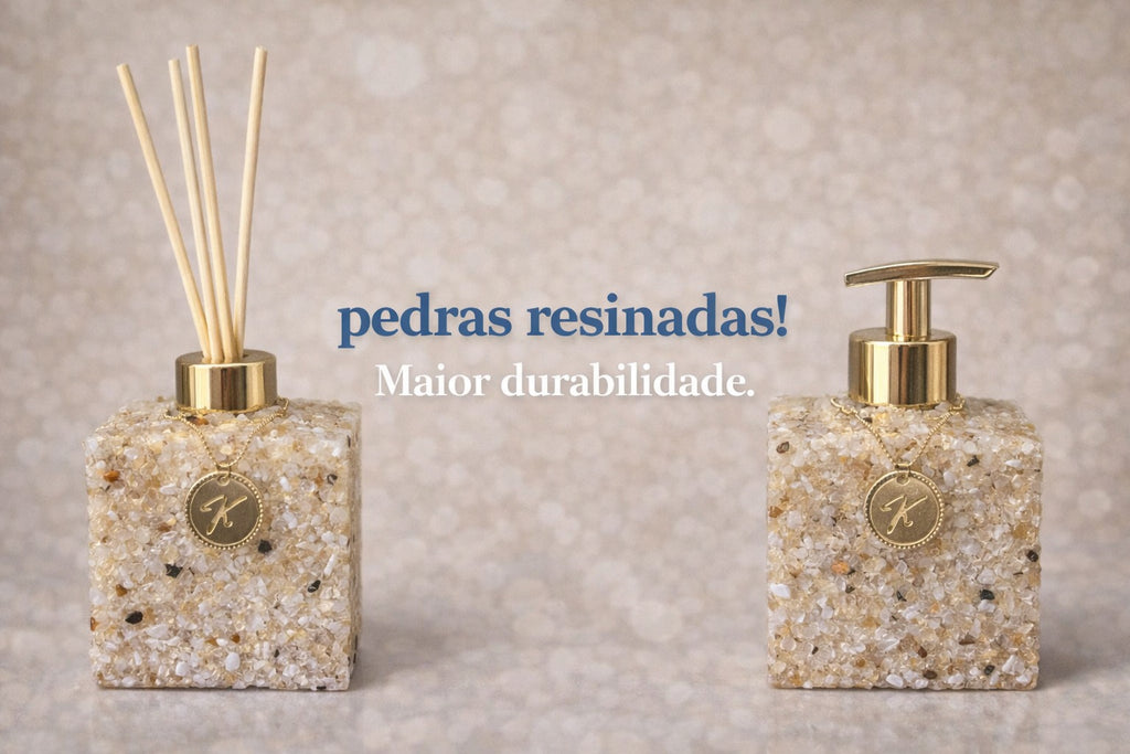 Kit Vidro Aromatizador E Saboneteira Quadrado Quartzo Citrino