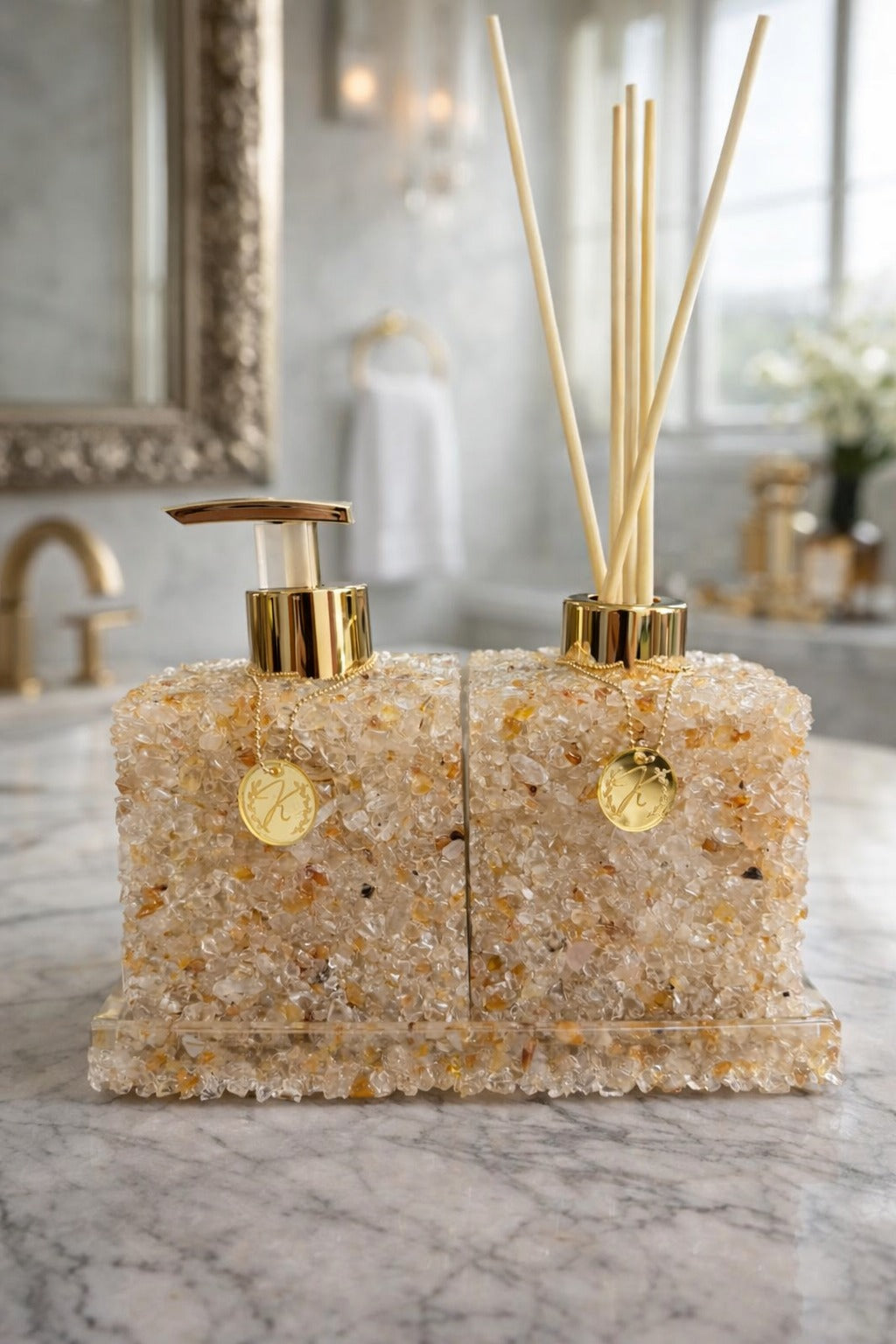 Bandeja De Pedra Para Lavabo Decorativa Quadrada Premium Cor Citrino