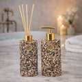 Kit Vidro Aromatizador E Saboneteira Banheiro Quartzo Jaspe Zebra