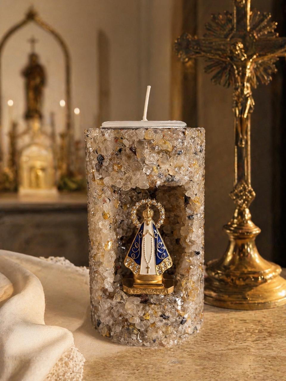 Vela Aromática Decorativas Aromatizada Presente Artesanal Quartzo Cristal Fosco