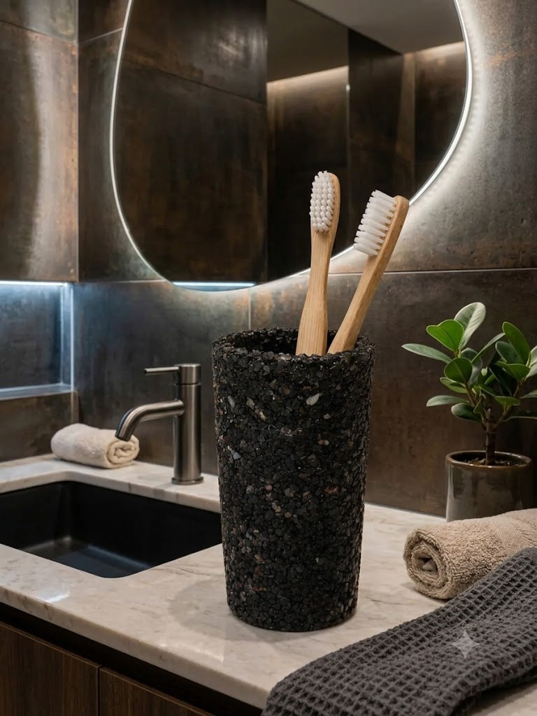 Porta Escovas De Dente De Pedra Banheiro E Lavabo Cor Preto