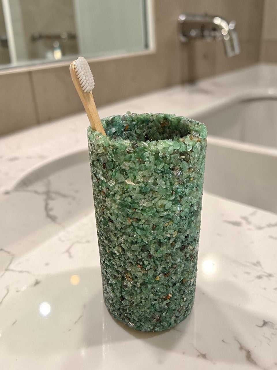 Porta Escovas De Dente De Pedra Banheiro E Lavabo Cor Verde