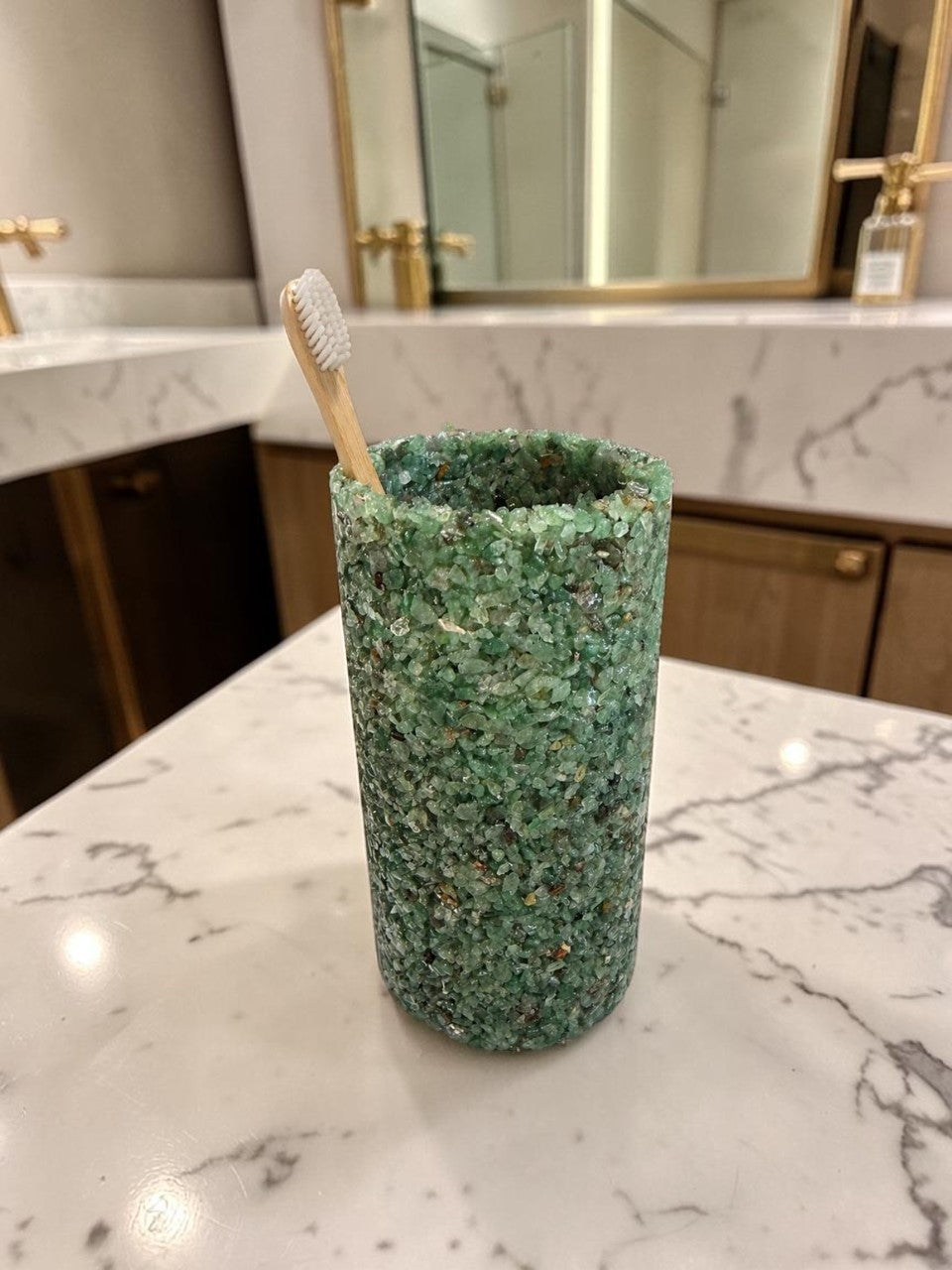Porta Escovas De Dente De Pedra Banheiro E Lavabo Cor Verde