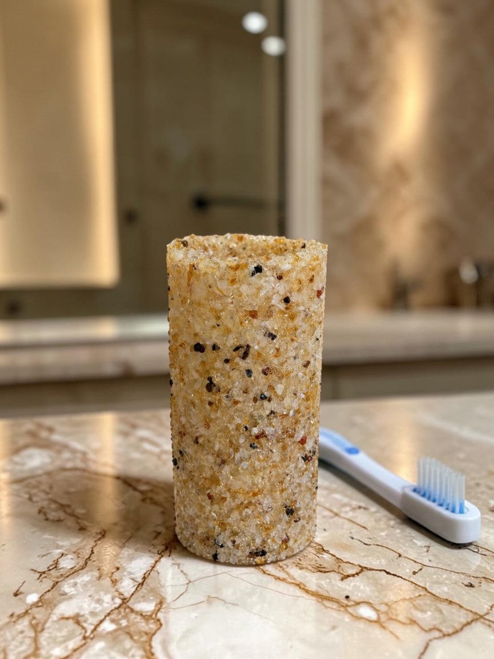 Porta Escovas De Dente De Pedra Banheiro E Lavabo Cor Citrino