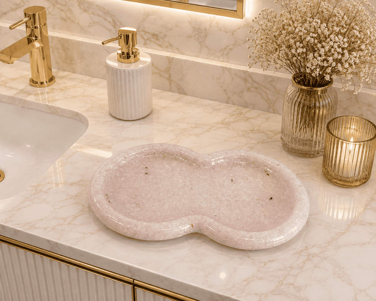 Bandeja Decorativa de Pedra Infinito para Lavabo Kasameo Rosa