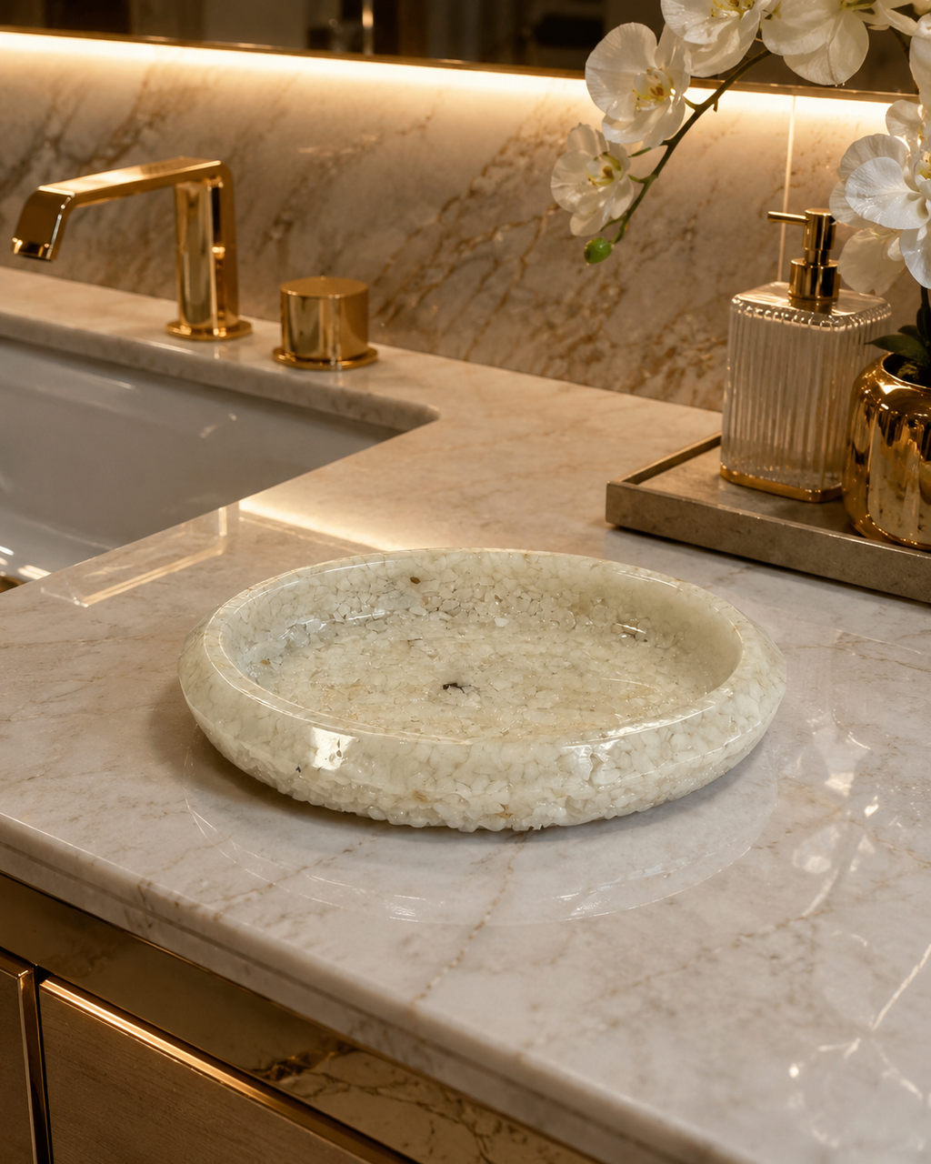 Porta Sabonete Oval Saboneteira Luxo Lavabo Banheiro Cor Branco