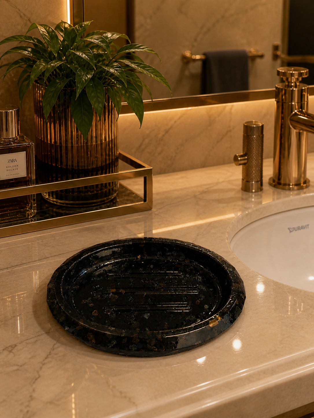 Porta Sabonete Oval Saboneteira Luxo Lavabo Banheiro Cor Preto