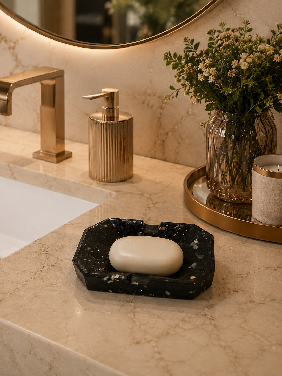 Porta Sabonete Saboneteira Elegance Luxuosa Kasameo Preta