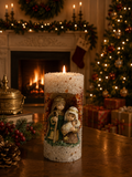 Vela Aromática Natal Presépio Grande Branco Com Vinho Presépio G Floral