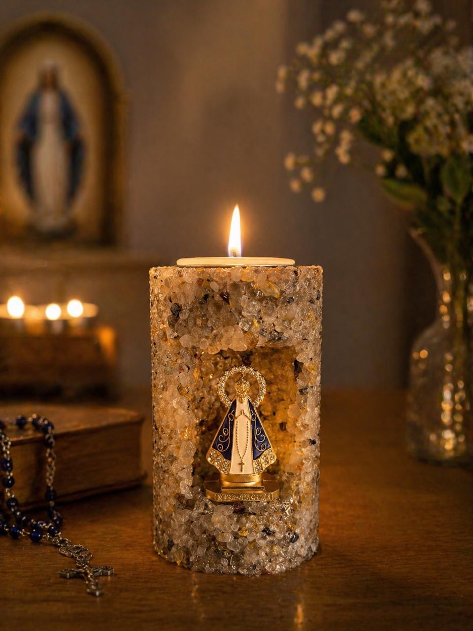 Vela Aromática Decorativas Aromatizada Presente Artesanal Quartzo Cristal Fosco